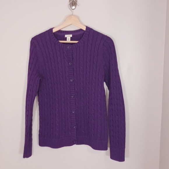 L.L. Bean Sweaters - L.L. Bean Cotton Cardigan Button Long Sleeve Purple Sweater Women's Size M